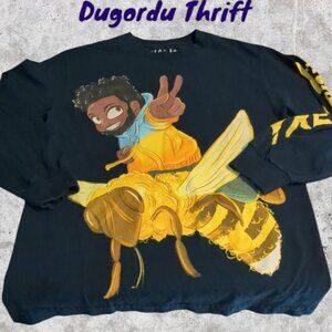 Men's Small DJ Khalid Free Spirit Concert Tee Long sleeve Cool Print Dark Blue